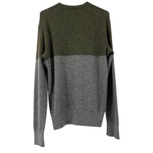 Rag & Bone Olive Green Gray Cashmere Sweater (M) Crew Neck Colorblock
